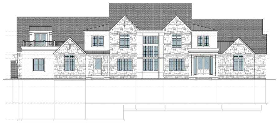 Front elevation architectural drawing of the Elk Ridge estate