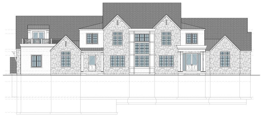 Front elevation architectural drawing of the Elk Ridge estate
