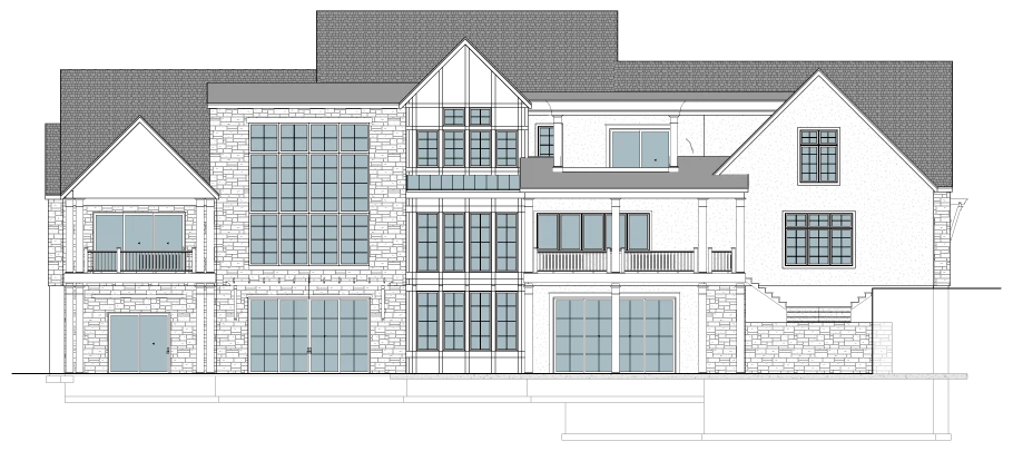 Rear elevation architectural drawing of the Elk Ridge estate